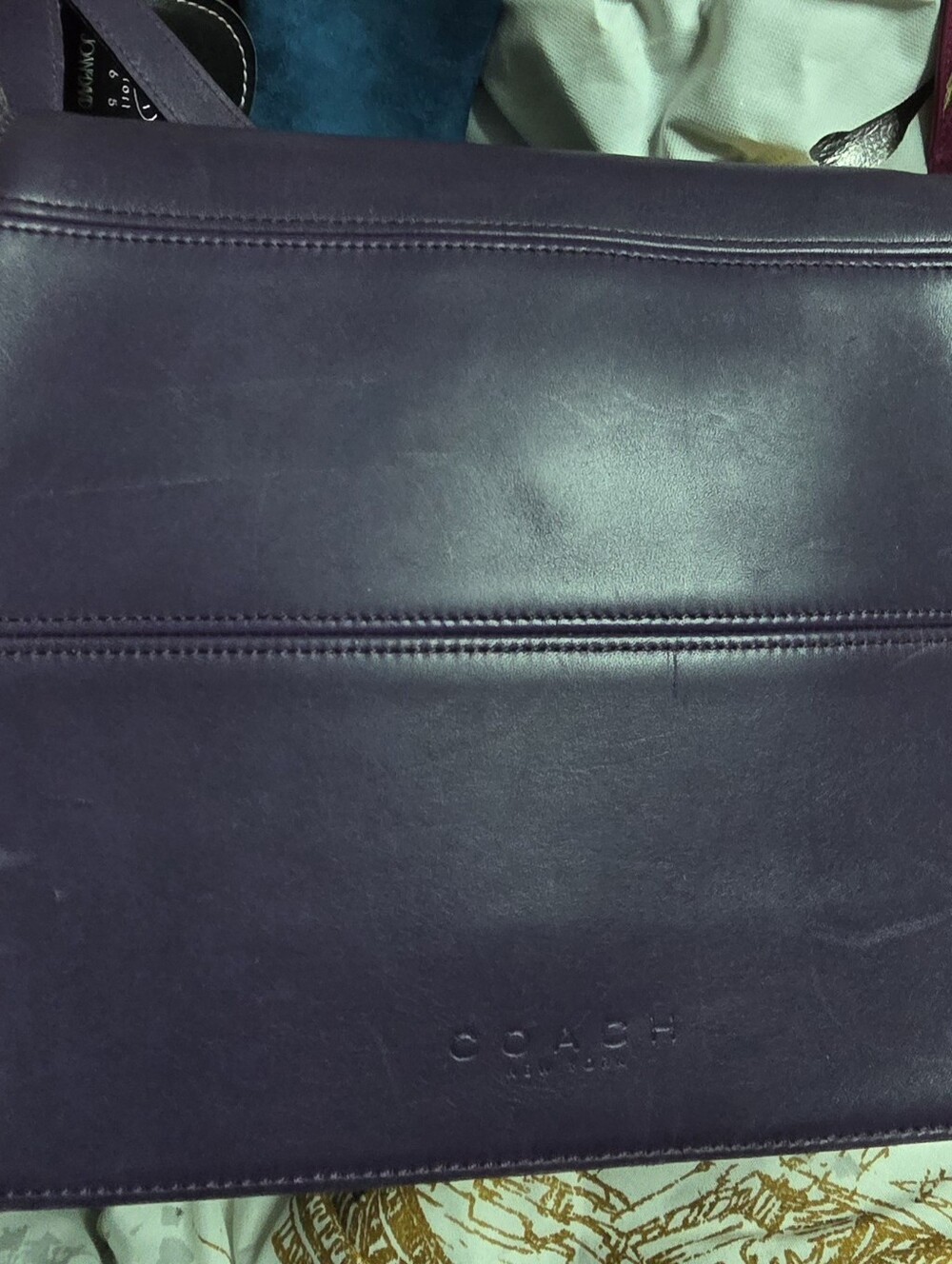Vintage Coach Purple Leather Crossbody Flap Bag